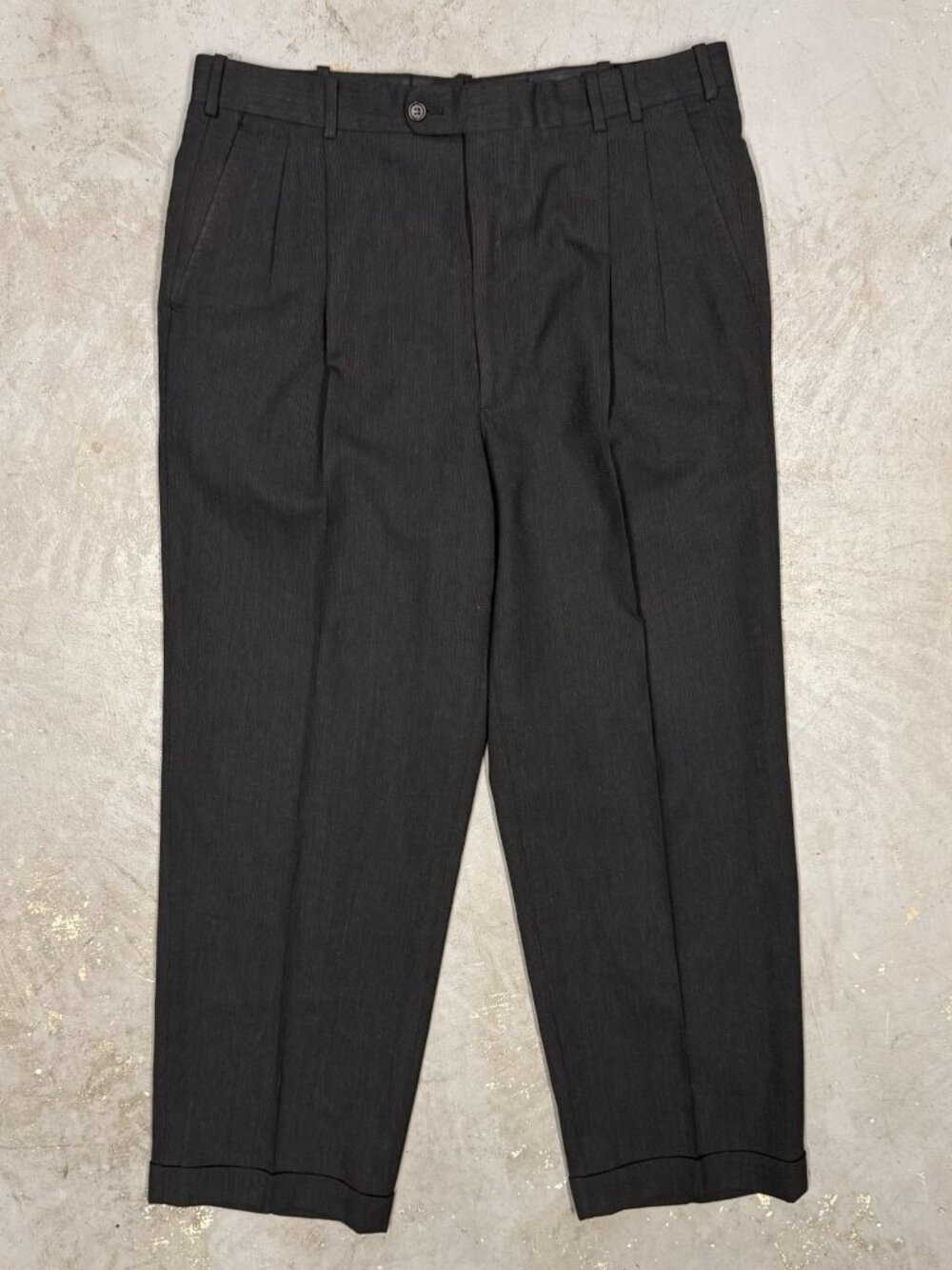 Coppley Dress Pants Pleated Wool Trousers Grey Textrued Canada 34x28.5